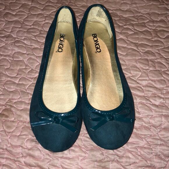 Bongo Cottagecore Ballet Flats Blue Green Divinity Bow Flats - Picture 1 of 9